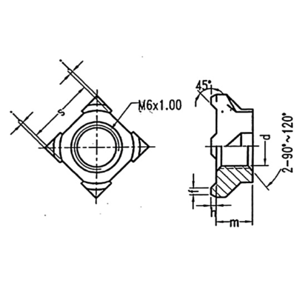 Square-Weld-Nut-JIS-Drawing